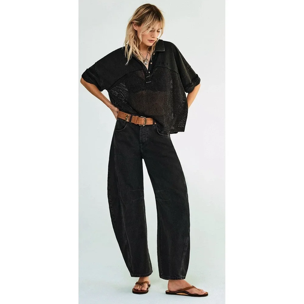 We The Free Good Luck Mid-Rise Barrel Jeans Size 25 - Picture 7 of 7